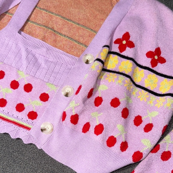 Hazel Moon Y2K 2PC! Lavender & Floral Top + Cardigan DUO SET (size: Medium) - Picture 9 of 13